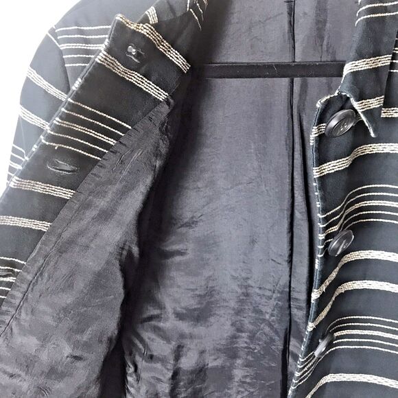 H&W Size 18 Waist Length Blazer Jacket Women's Black With Gray Strips Career - Picture 9 of 15